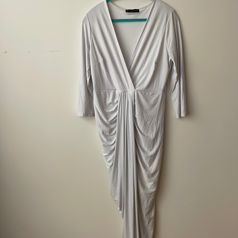 White Draped Bodycon Dress